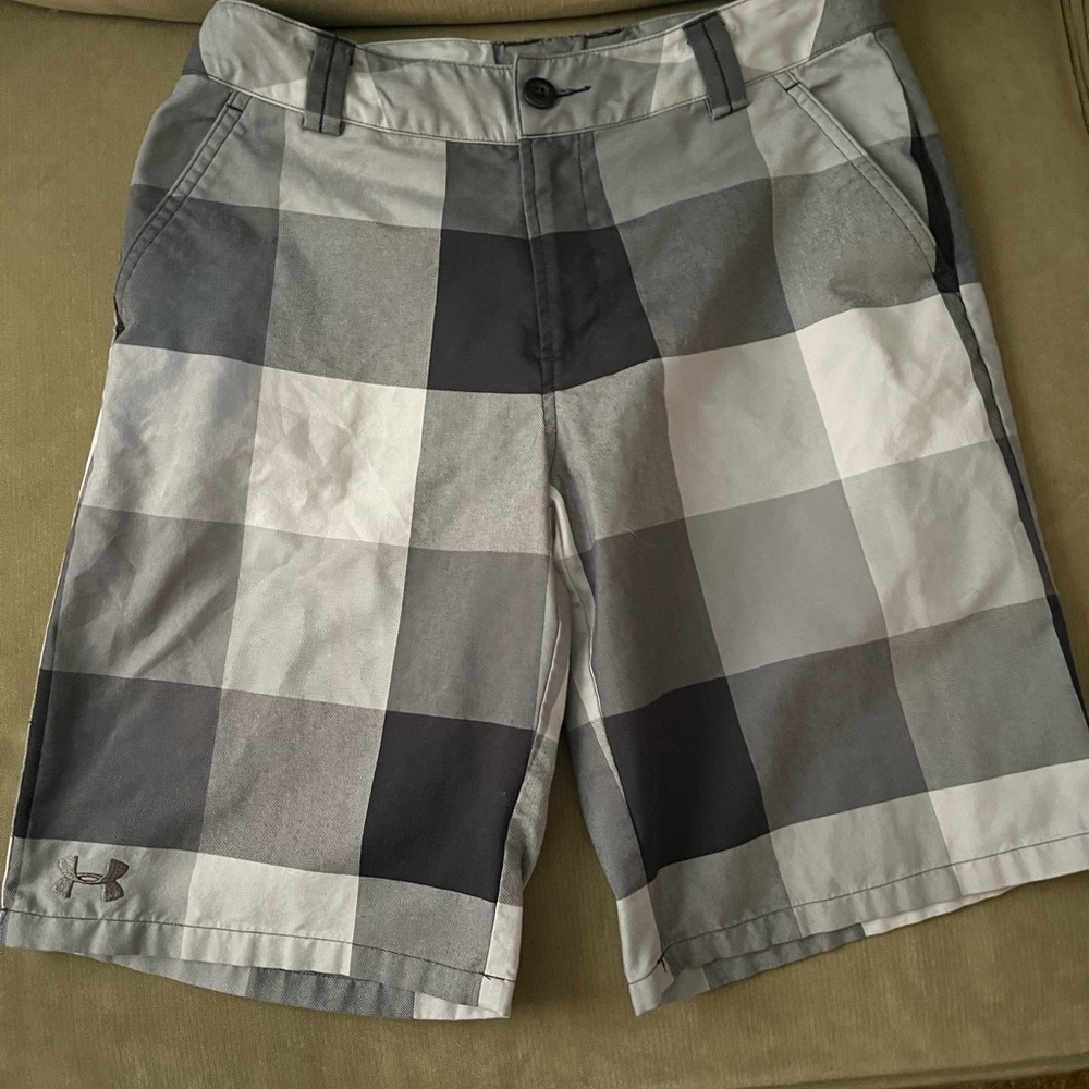 Under Armour Gray Checkered Shorts YLG